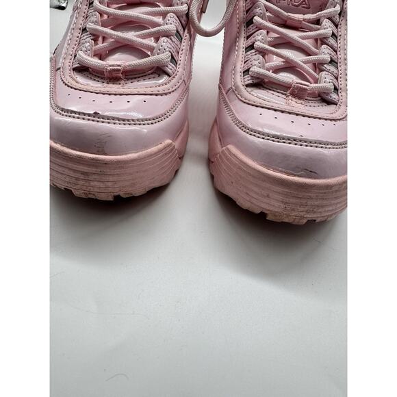 Fila Disruptor 2 Pink Patent Leather Chunky Platform Sneaker Women’s Size 9 - Picture 6 of 11